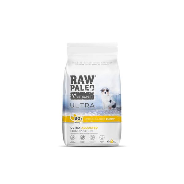 Корм Vet Expert RAW PALEO ULTRA DOG PUPPY MEDIUM&LARGE TURKEY с индейкой для щенков средних и крупных пород *АКЦИЯ*