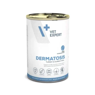 Ветеринарная диета Vet Expert для собак с дерматозом для индейки и цесарки 400 г влажный корм с индейкой и цесаркой для собак с дерматологическими заболеваниями или пищевой непереносимостью