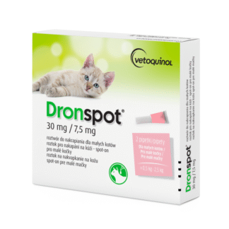 Vetoquinol DRONSPOT 2 X 0,35 мл (30 мг/7,5 мг) капли от глистов для мелких кошек