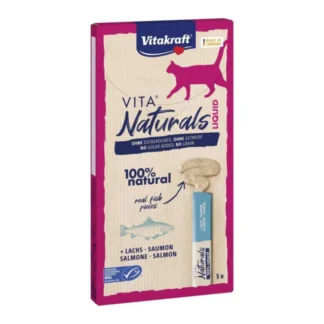 Vitakraft NATURALS LIQUID SNACK ЛАКОМСТВО ДЛЯ КОШЕК С ЛОСОСЕМ 5×15 г (пакеты)