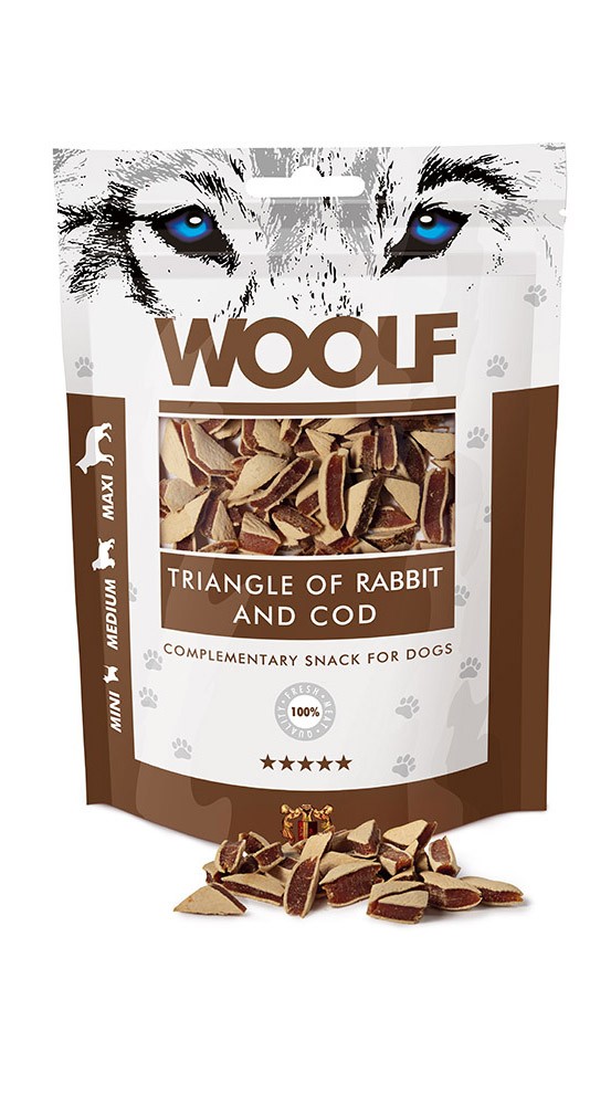 Лакомство для собак Woolf RABBIT AND COD TRIANGLE 100 г – кролик и треска