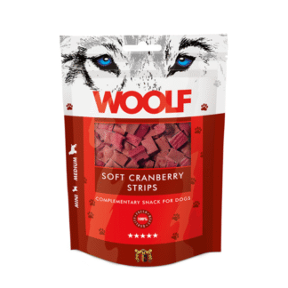 Woolf МЯГКИЕ КЛЮКВЕННЫЕ ПОЛОСКИ 100 г мягкие куриные полоски с клюквой