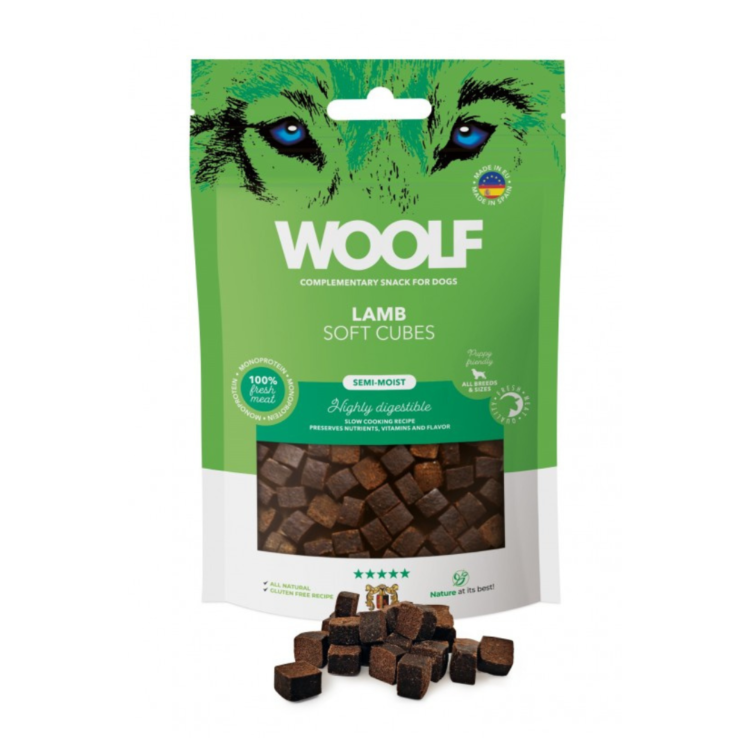 Woolf SOFT CUBES LAMB MONOPROTEIN 100 г полумягкие лакомства с ягненком для собак