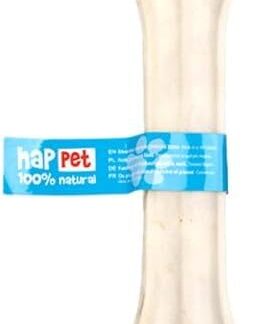 HAPPET Osso pressato bianco per cani, 15 cm, 30 pezzi, pelle bovina naturale, duro, sicuro, favorisce l'igiene dentale e riduce lo stress nei cani