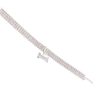 ibasenice Collana Di Strass Collare Per Cane Catena Animale Domestico Bel Collare Per Cani Collana Cani Accessori Cucciolo Bianca