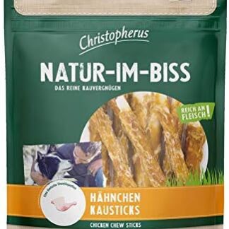 Christopherus Snack - Bastoncini da masticare con pollo, 5 snack per cani da 300 g