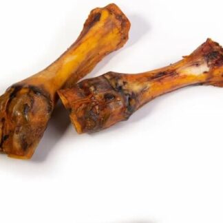 Gambe di vitello essiccate per cani, 2 pezzi, di produzione tedesca, articolo da masticare per grandi e piccini