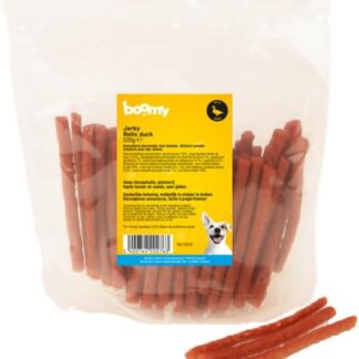 Boomy - Jerky Rolls - Snack per cani senza glutine - Bastoncini da masticare ad alto contenuto di carne - Snack per cani (500 g, anatra)