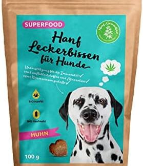 Leccornie alla Canapa per Cani | con Pollo 120g | Fatto con Amore | Contiene BIO Canapa di Olio | Contiene la Farina di Canapa | Non Contiene conservanti.
