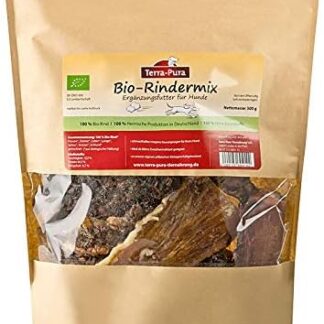 TERRA-PURA Tiernahrung Mix di manzo biologico, spuntino da masticare, ricompensa per cani, 500 g