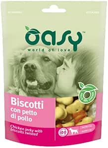 Oasy Snack Cane, deliziosi biscotti con petto di pollo per cani adulti e cuccioli di tutte le taglie | 3 confezioni da 100 grammi l’una