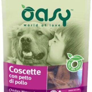Oasy Snack Cane, deliziose coscette con petto di pollo per cani adulti e cuccioli di tutte le taglie | 3 confezioni da 100 grammi l’una.