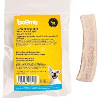 Boomy - Corna di cervo divise per cani - Snack per cani duri - Bastone da masticare (M (25-37g))