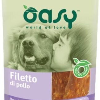 Oasy Snack Cane, delizioso filetto di pollo per cani adulti e cuccioli di tutte le taglie | 3 confezioni da 100 grammi l’una.