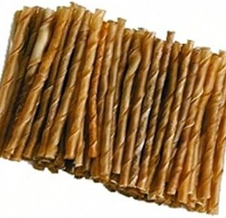 Bastoncini torciglioni - Cicche arrotolate, snack dentale naturale in pelle di bufalo grezza, senza conservanti (100 pz)