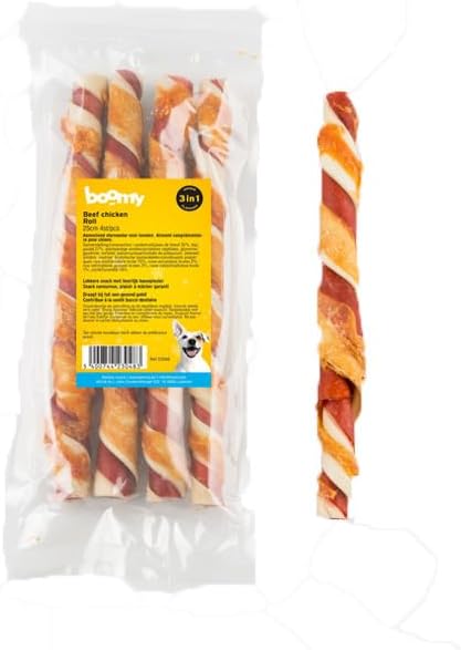 Boomy - Snack per cani - Bastoncini da masticare con pollo - 25 cm - 4 pezzi