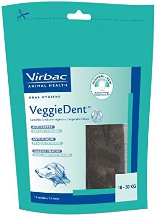 Virbac Veggiedent - 15 lamelle per cane da 10/30 kg, taglia M