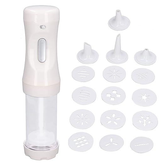 ANGGREK Cookie Elettriche Premere Kit per Produttori di Biscotti per Torta con 12 Dischi e 4 Punta di Glassa per Biscotti Fai -da -te Decoratin