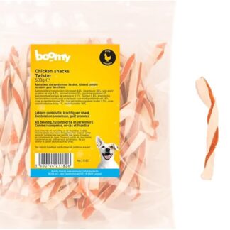 Boomy - Snack per cani │ Snack morbidi per cani │ Twister │ Involtini di pollo/pesce │ 500 g