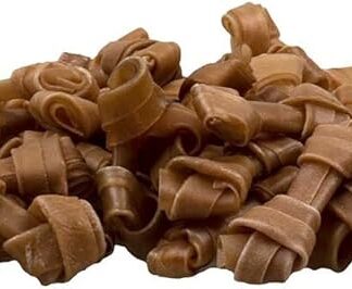 HAPPET Osso legato naturale per cani, 7,5 cm - 50 pezzi, massaggiagengive sano in pelle bovina - prelibatezza naturale per cani, favorisce l'igiene orale, soddisfa la necessità di masticare