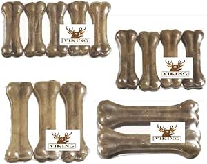 LEO PET Viking Rawhide Osso 8,5 cm in Pelle Bovina 100% Natural Confezione da 5 Pezzi 100gr
