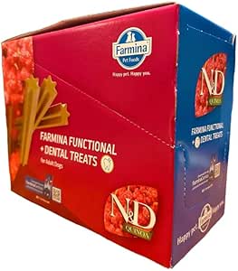 Farmina N&D Digestion, Treat agnello quinoa finocchio menta e carciofo, Per Cani Ault Mini, Cartone 15 pezzi