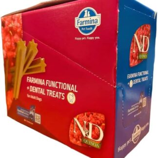 Farmina N&D Skin & Coat Quaglia, Treat quinoa cocco e curcuma, Cane Adult Mini, Cartone 15 pezzi