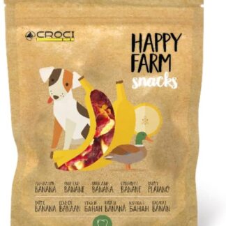 Croci Happy Farm - Premio masticativo per cani, snack cane naturale, con verdure , Anatra e Banana, 80 GR