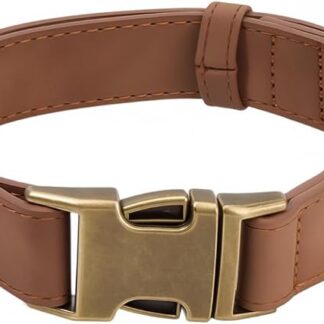 CALFOVERA Collare Martingala per Cani A Sgancio Rapido Resistente da 38 a 58cm in Pelle PU Regolabile Resistente con Fibbia Antiruggine Arrotolata per Cuccioli di Cane di Piccola Media e (Marrone L)