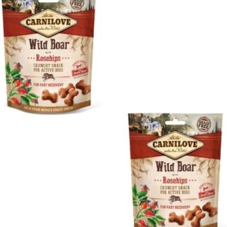 Carnilove Snack Croccante Cinghiale con Rosa Canina | Confezione Doppia | 2 x 200 g | Snack con cinghiale e rosa canina per cani | Specialmente per cani attivi | Senza aggiunta di zucchero