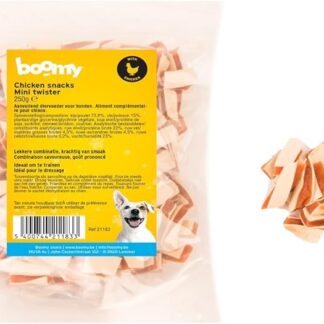 Boomy - Snack morbido per cani - Mini Twister - Strisce corte di pollo/pesce - 2 x 250 g