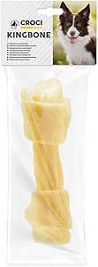 Croci King Bone - Ossa annodate bianche, Snack premio masticativo per cani in pelle bovina naturale, dental stick per la pulizia dei denti, 15 cm - 60 g
