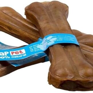 HAPPET Osso naturale pressato per cani, 25 cm, 3 pezzi, in pelle bovina dura, senza additivi artificiali, sicuro, delizioso e favorevole all'igiene orale