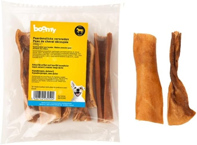 Boomy - Snack naturali per cani - Snack da masticare - Tagliare bastoncini di cavallo - 200 g