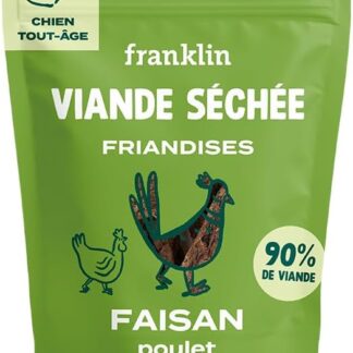 Franklin – Dolcetti per Cane – Jerky – Carne Secca da Masticare – 90% Fagiano & Pollo – Senza Cereali – 100g