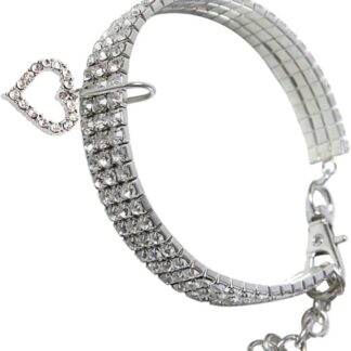 Garneck Collare Per Cane e Gatto Con Strass e Ciondolo a Cuore - Regolabile in - Gioiello Elegante Per Animali Domestici Di Taglia S
