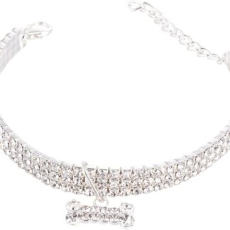 HOLIDYOYO Mini Ciondolo A Forma Di Osso Brillante Strass Anello Per Animali Domestici Collare Per Cani Forniture Per Animali Domestici Di Collare Per Animali Domestici Collana Con