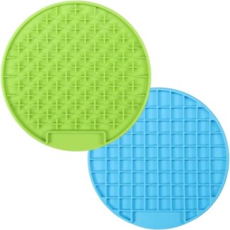 NALCY Lick Mat, Stuoia per Leccare Il Cane, Tappetino in Silicone per leccarsi Giocattolo per leccare Il Burro di Arachidi Perfetto per Allenarsi, toelettatura, Rifiniture 2 Pezzi (Blu, Verde)