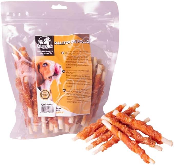 Quibropets Bastoncini di pollo – Cani – Ricompense Naturali Senza Cereali, Snack per Cani, Premi Disidratati, 530 g
