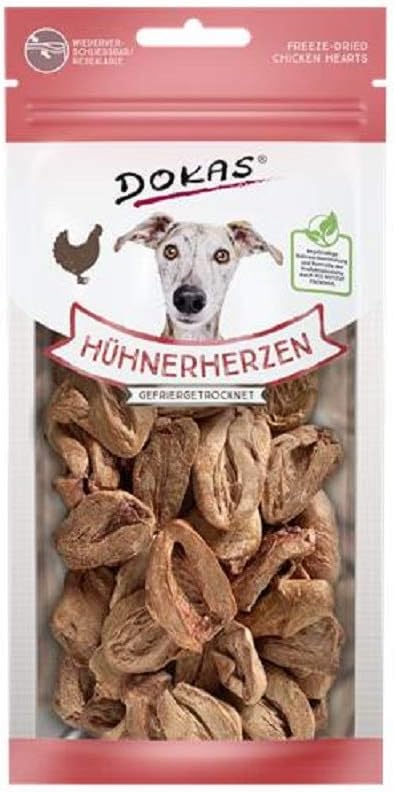 Dokas Dog Hühnerherzen gefriergetr. 22g (Menge: 8 je Bestelleinheit)