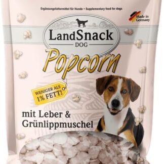 LandSnack Popcorn | Lo spuntino per cani con meno dell'1% di grassi | Il particolare dolcetto dalla Germania (con fegato e cozze verdi da 100 g)