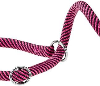 Ferplast Collare Semistrozzo SPORT, Collare per Cani, Collare da Addestramento con Anelli Regolabili, in Cordino di Nylon, Lunghezza 60 cm, spessore 13 mm, Fuxia-nero