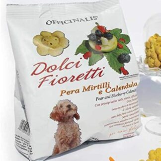 Officinalis Dolci Fioretti Biscotti Naturali per Cani Pera, Mirtilli e Calendula Sacchetto 500 Gr