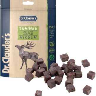 DR.CLAUDER'S – Trainee Snack | Facilmente digeribili in 95% carne con inulina per cani e gatti. Delicati secchi al vapore in sacchetto fresco | 80 g di cervo