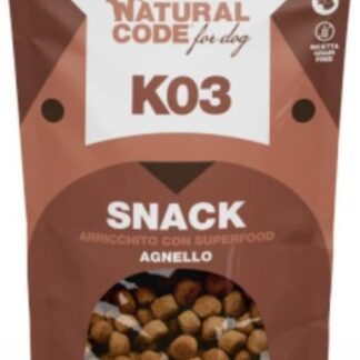 Natural code Snack Cane,snack per cani adulti e cuccioli di tutte le taglie,morbidi bocconcini Agnello K03 | 3 confezioni da 120 grammi l'una.