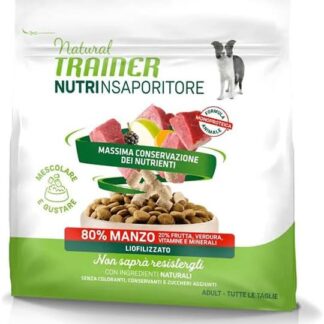 7 PACCHETTI DI Natural Trainer NUTRINSAPORITORE per cani di tutte le taglie liofilizzato MANZO 7X40