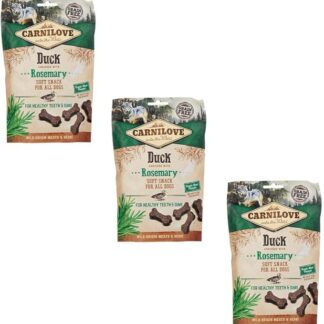 Carnilove Soft Snack Anatra con Rosmarino | Confezione Tripla | 3 x 200 g | Biscottini per cani | Anatra e rosmarino | Senza aggiunta di zucchero | Gusto esotico di carne