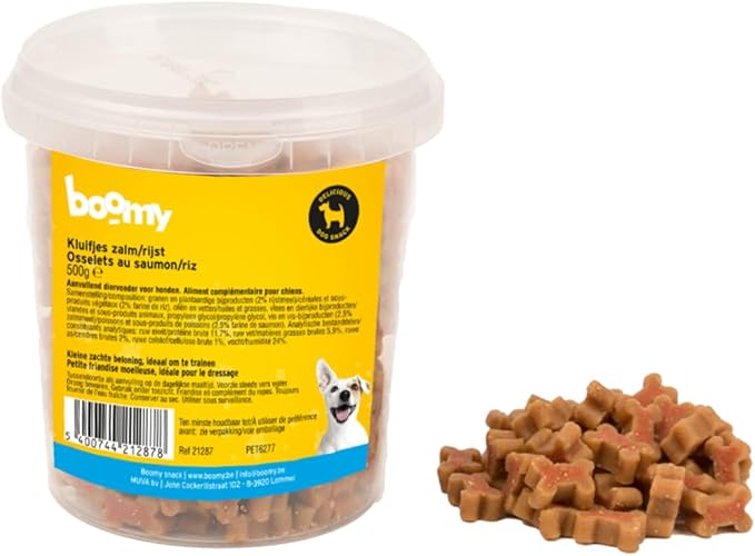 Boomy - Snack per cani - Snack di ricompensa - Bastoncini di salmone/riso - 2 x 500 g