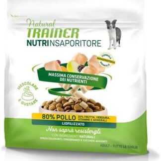 7 PACCHI DI Natural Trainer NUTRINSAPORITORE per cani di tutte le taglie liofilizzato POLLO 7X120 gr