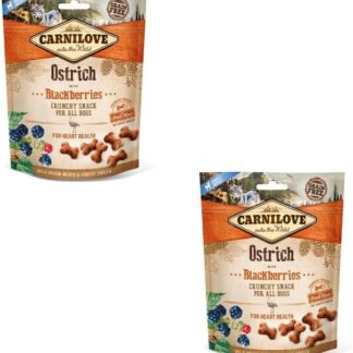 Carnilove Snack Croccante di Struzzo con Mirtilli | Confezione Doppia | 2 x 200 g | Snack Croccante di Struzzo e Mirtilli per Cani | Mirtilli come Fonte Naturale di Antiossidanti